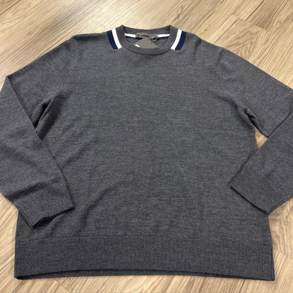 G/Fore Colorblock Merino Wool Lightweight Golf Sweater Grey Men’s Large NWT $275